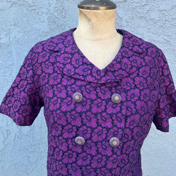 1960s Lace Cropped Blazer Size Small Purple jacket - Picture 5 of 8